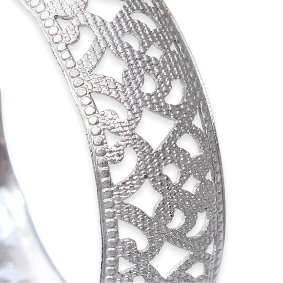 Vintage Lewis Segal Hoop Earrings Silver Tone Openwork Large Statement Hoops - Picture 2 of 6